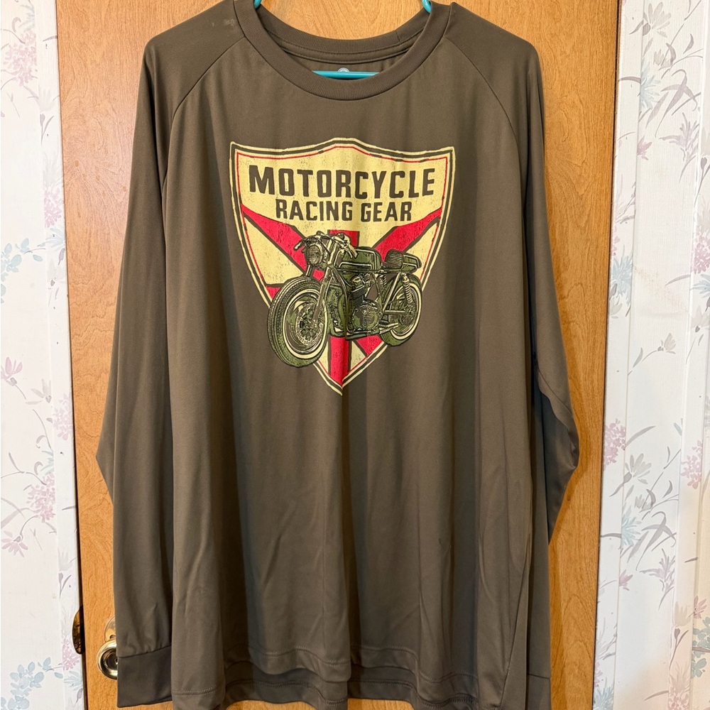 Motorcycle Racing Gear Logo Long Sleeve Shirt - Brown